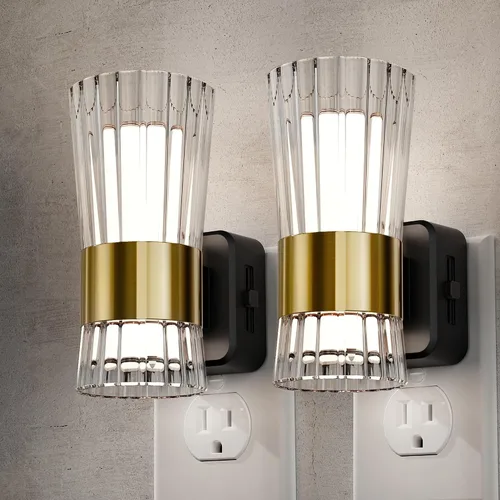 Miniatura 9 de Luz nocturna enchufable a la pared, paquete de 2, luz nocturna de rotación de 320° con sensor de luz del atardecer al amanecer, blanco suave 3000K