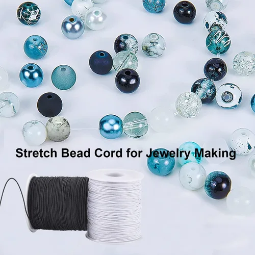 Miniatura 5 de Cordón elástico para pulseras, 2 rollos de 1 mm 330 pies, cuerda resistente para pulseras, cuerda elástica extensible para hacer joyas, collares