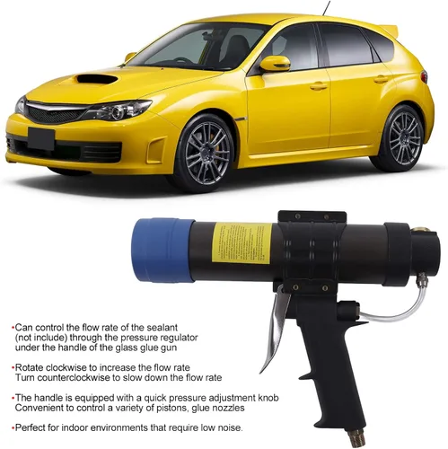 Miniatura 3 de Pistola de calafateo neumática 10.5 fl oz Pistola selladora ajustable 0.4-0.7 MPa 24-Boquilla Aplicador de pegamento de vidrio Herramienta
