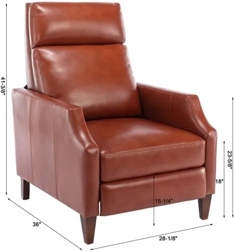Miniatura 3 de Balantyne - Sillón reclinable de piel sintética color caramelo con patas de madera