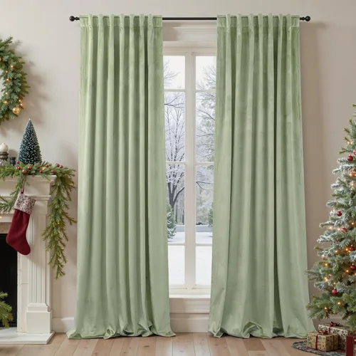 Miniatura 35 de Cortinas de terciopelo opacas para oscurecer la habitación de 63 pulgadas de largo para sala de estar, comedor, 2 paneles, privacidad pesada