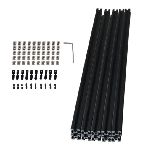 Miniatura 10 de 4 piezas de perfil de extrusión de aluminio de 11.811 in 2020 tipo V extrusión de aluminio estándar europeo anodizado riel lineal con accesorios