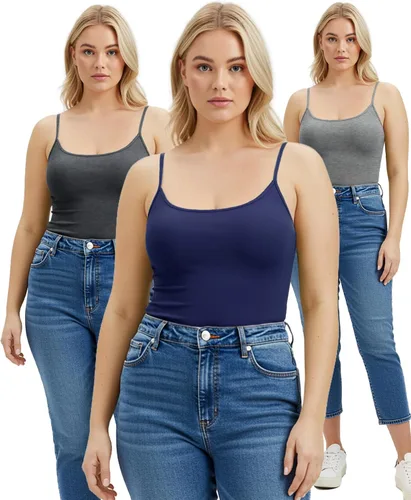 Miniatura 408 de Emmalise Camisola larga casual básica para mujer, con tirantes ajustables, top en capas