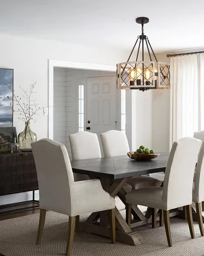 Miniatura 4 de SANTOSTOCK Candelabro Moderno de Granja, Lámpara de Araña Rústica de 4 Luces para Comedor, Accesorio de Iluminación para Isla de Cocina, Luz