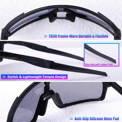 Miniatura 5 de Gafas de sol polarizadas para hombres, mujeres y jóvenes, protección UV, deportes, béisbol, gafas de sol para ciclismo, softbol, MTB y correr