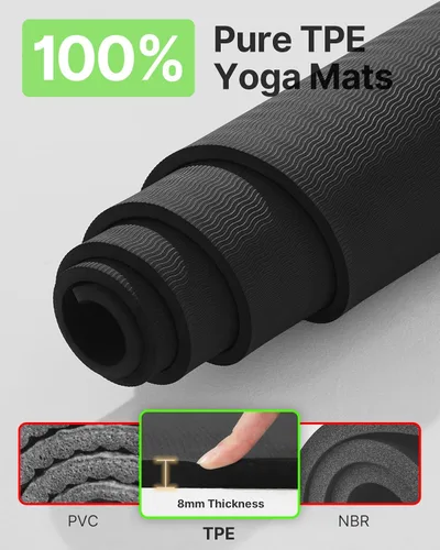Miniatura 4 de YOTTOY Tapete de yoga grande (75 x 52 x 1/2 pulgadas), tapete de ejercicio TPE extra ancho, tapete de entrenamiento antideslizante para pilates
