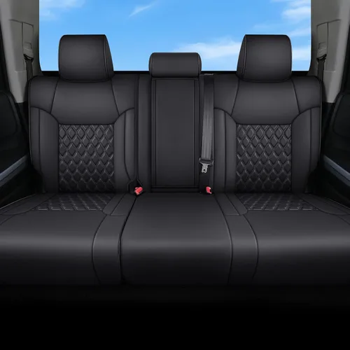 Miniatura 16 de Huidasource - Fundas de asiento delantero para Tundra, funda de cojín de asiento de cuero negro automotriz de cobertura completa, ajuste