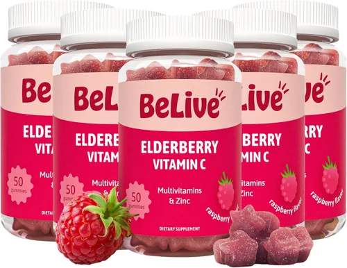 Miniatura 9 de BeLive Gomitas de saúco con vitamina C, D3 y zinc, suplemento multivitamínico para apoyo a la salud inmunológica para niños y adultos, 50