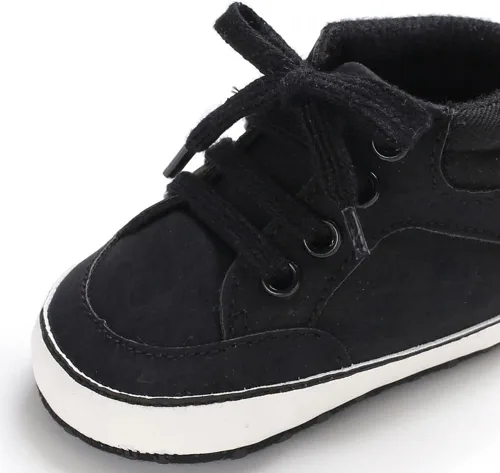 Miniatura 2 de Sekantrol Zapatos de cuna para recién nacidos, zapatos de bebé para niños y niñas, suela de goma suave, zapatos de moda de caña alta antideslizantes