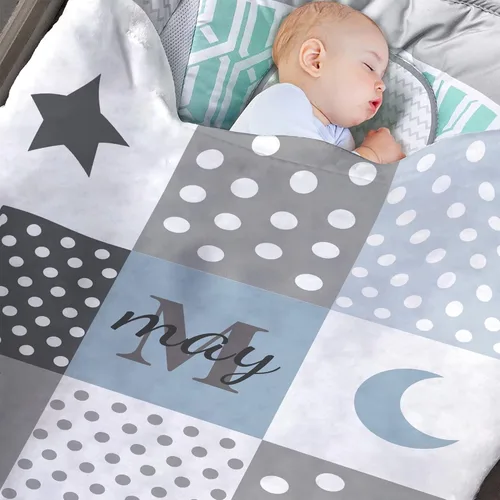 Magimagine Mantas de bebé personalizadas, manta de bebé personalizada – Manta de bebé con nombre para niños, el mejor regalo para bebé, luna recién
