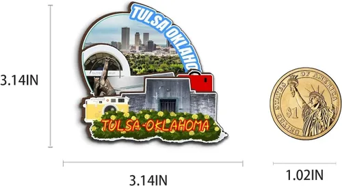 Miniatura 3 de Tulsa Oklahoma USA - Imán de madera para nevera, monumentos 3D, recuerdos coleccionables, decoración hecha a mano, 2