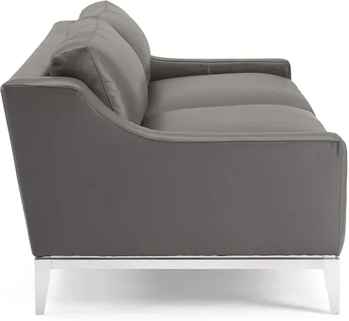 Miniatura 4 de Modway Arnés de sofá de cuero de 83.5" en gris con base de acero inoxidable