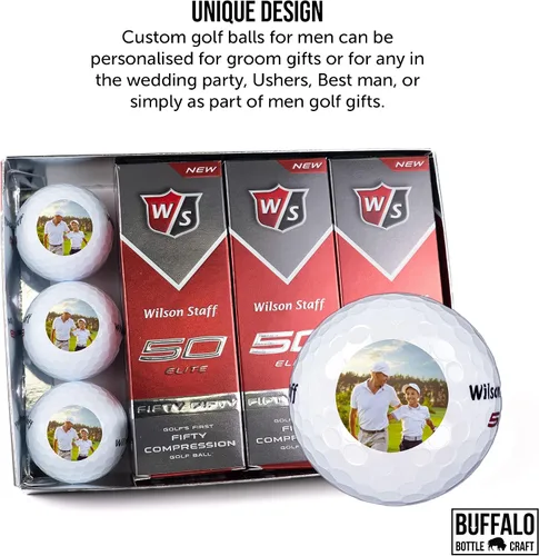 Miniatura 8 de Wilson Fifty Fifty Pelotas de golf personalizadas, manga de 3, añade tu foto o logotipo, diseños personalizados para hombres y mujeres, regalos