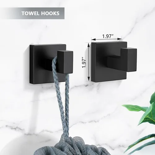 Miniatura 4 de Juego de 5 piezas de accesorios de baño de 23.6 pulgadas, incluye toallero de 23.6 pulgadas, anillo para toalla de mano, soporte para papel