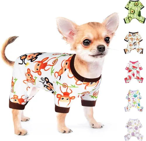 Pijamas para perros, ropa suave y elástica para perros pequeños, hembras y niños, tamaño mediano, ropa para cachorros, ropa para cachorros, mameluco