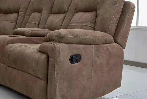 Miniatura 5 de Betsy Furniture Sofá de sala de estar seccional reclinable de microfibra grande en Latte 8038