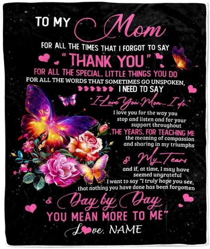 Miniatura 23 de Manta personalizada con texto en inglés «To My Mom from Daughter Wolf I Am Because You are Mom», para cumpleaños, día de la madre, Navidad, manta