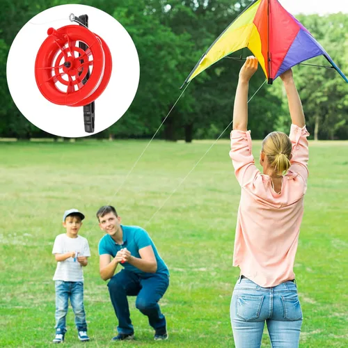Miniatura 5 de NUOBESTY Cuerda de cometa con carrete de cuerda de cometa Winder Line Wheel Hand Flying Line Reel Accesorios para niños Juego al aire libre 328.1 ft
