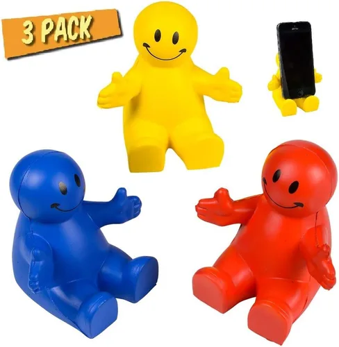 Miniatura 2 de Zugar Land Soportes para teléfono de 4 pulgadas con diseño de cara sonriente exprimible (paquete de 3) accesorios de escritorio para aliviar