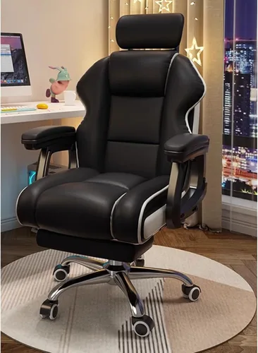 Miniatura 9 de Silla de oficina grande y alta de 450 libras de ancho, silla de oficina ejecutiva de cuero con respaldo alto con reposapiés, silla de oficina Blanco