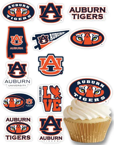Miniatura 30 de Decoraciones para cupcakes de la Universidad de Alabama, suministros para fiestas de fútbol americano, cumpleaños, graduación (24 piezas)