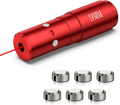 Miniatura 12 de EZshoot Bore Sight Láser 9mm/ 223 5.56mm/ 30-06/25-06/270 /300BLK 7.62x35mm/ 6.5CM/ 12 Calibre de Calibre Rojo Láser Boresighter con Baterías Extras