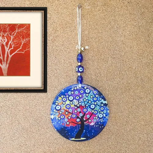 Miniatura 3 de Decoración de pared grande de cristal azul turco hecha a mano para colgar en la pared del hogar, amuleto de nazar, cuentas de protección griega