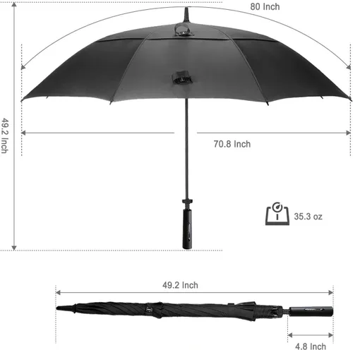 Miniatura 6 de LANBRELLA Paraguas de golf de 72/80 pulgadas, extra grande, resistente al viento, paraguas