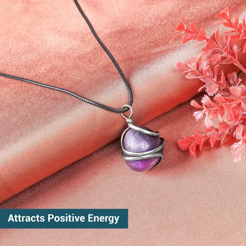 Miniatura 86 de PYOR Collar con colgante curativo de Reiki de cristal, gemas de buena suerte, prosperidad, riqueza, piedras preciosas naturales, collares de buena