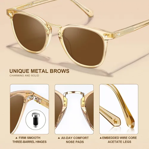Miniatura 4 de CARFIA Gafas de sol polarizadas pequeñas para mujer, hechas a mano, marco de acetato, gafas de sol retro CA5015