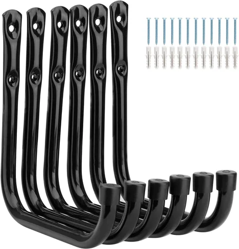 Ganchos de garaje resistentes, gancho de almacenamiento de herramientas de jardín de montaje en pared de 6.7 pulgadas para bicicleta, escalera,
