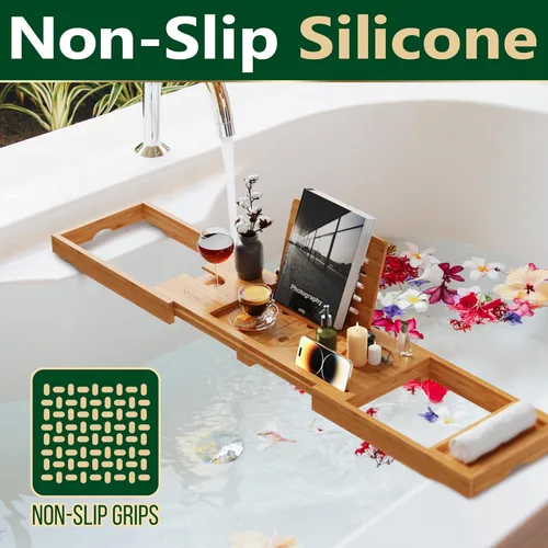 Miniatura 6 de SereneLife Bandeja de bañera de alta calidad, bandeja de baño expandible, regalos únicos de inauguración de la casa, regalo para mamá, mujer, nuevo