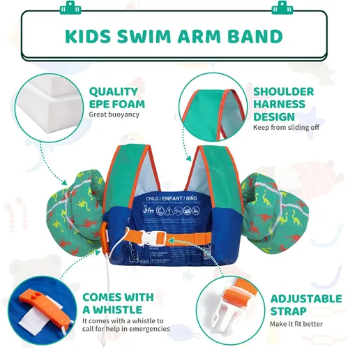Miniatura 5 de Chaleco de natación para niños pequeños, chaleco salvavidas de 30 a 50 libras, chaleco salvavidas aprobado por la Guardia Costera de Estados Unidos