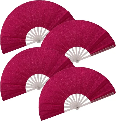 Miniatura 29 de 2 ventiladores plegables grandes de mano para hombres y mujeres, abanicos decorativos plegables, accesorios rave, utilizados para bailes, fiestas