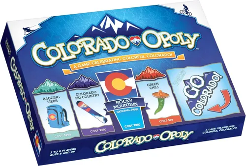 Late for The Sky Colorado-Opoly Juego de mesa – Colorado Travel Family Game Night, estrategia comercial de propiedades, hecho en Estados Unidos, 2-6