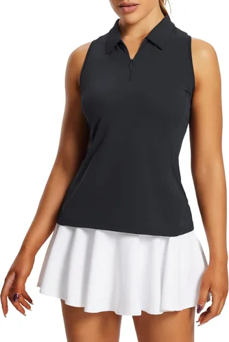 Miniatura 6 de baleaf - Camisetas de golf para mujer, sin mangas, polo de tenis con espalda cruzada, deportiva y de secado rápido