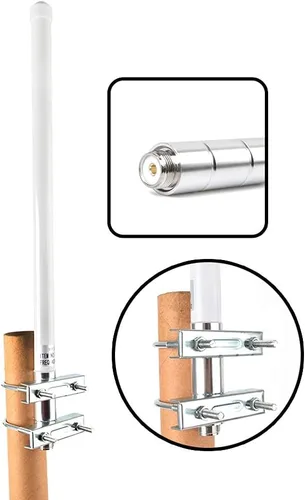 Miniatura 4 de Antena de radio móvil de fibra de vidrio UHF, antena base GMRS de 400-470 mhz, conector SO239 de 17 pulgadas para radioaficionado repetidor