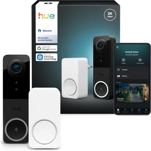 Miniatura 10 de Timbre de video Philips Hue Secure con cable, resolución 2K, vista de ángulo amplio, notificaciones, integración con luces Hue, audio bidireccional