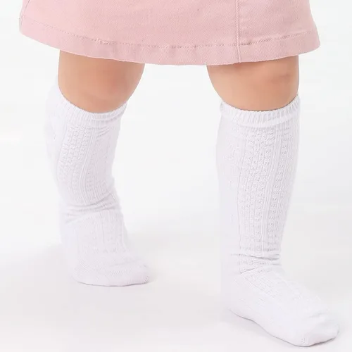 Miniatura 19 de Mini angel Calcetines altos hasta la rodilla para bebé, calcetines largos de punto trenzado, calcetines de algodón sin costuras, para recién 5 pares