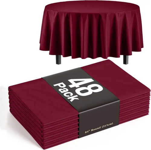 Miniatura 34 de Exquisite Manteles negros para mesas rectangulares, paquete de 48 manteles de plástico desechables de 54 x 108 pulgadas, manteles rectangulares