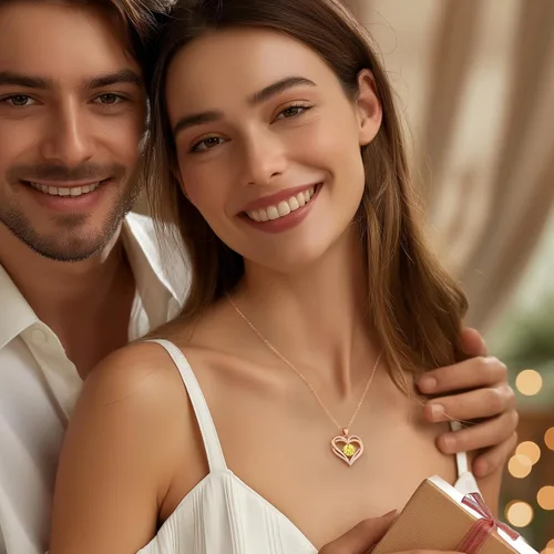 Miniatura 97 de LOUISA SECRET Love Heart Birthstone Necklaces for Women, Birthday Gift for Women, Anniversary Jewelry for Wife Her, 925 Sterling Silver Pendant