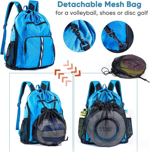 Miniatura 5 de Mochila de playa grande impermeable a prueba de arena, bolsa de piscina con cordón de gran tamaño personalizada con compartimento para zapatos