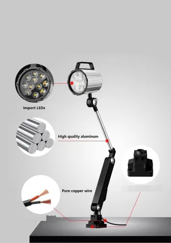 Miniatura 2 de Luces de trabajo LED de 24 V IP68 de aleación de aluminio ajustable para máquina de iluminación industrial para torno, fresadora CNC, máquina