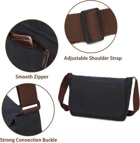 Miniatura 6 de Bolsa de mensajero, bolsa de mensajero de lona, bolsa de hombro, bolsa cruzada, bolsas de mensajero vintage para hombres y mujeres, bolsa de hombro