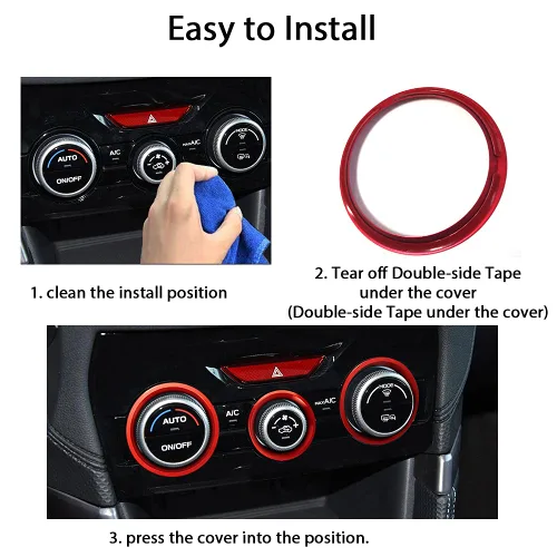 Miniatura 5 de Auovo Cubiertas de Anillo Exterior de Perilla de Control de Clima AC Accesorios para Subaru Forester 2019-2024 / Crosstrek 2018-2022 2023 / Impreza