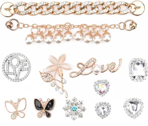 Miniatura 2 de Lot of 19 100 pcs Shoe Charms Random PVC and Crystal Different Fits for Clogs Sandals Decoration