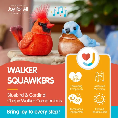 Miniatura 2 de Joy for All Walker Squawker - Pájaro animatrónico alegre para compañía y para ayudarte a recordar tu andador - Cardenal, Rojo