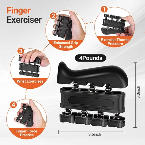 Miniatura 4 de Grip Strength Trainer Kit (5 Pack) Adjustable Resistance Hand Gripper,Finger Exerciser,Hand Extension Exerciser,Stress Relief Ball and Forearm