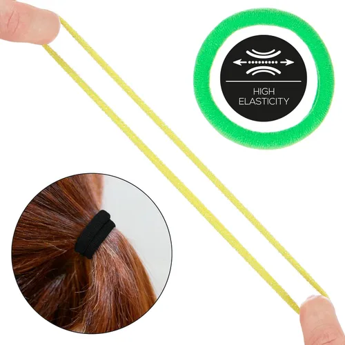 Miniatura 5 de Paquete económico de 60 ligas para el cabello sin costuras, sin daños, coloridos soportes elásticos para cola de caballo para uso diario Bandas