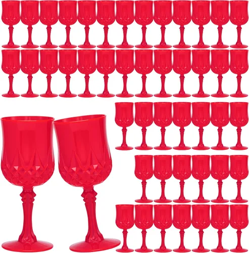 Miniatura 9 de JLYLOL Copas de Vino Vintage de Plástico 7OZ Copas de Plástico Vintage Vasos para Beber 24PCS Cristalería Retro para Bodas Copas de Agua Negro